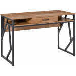 Homcom - bureau style industriel dim. 120l x 60l x 76h cm tiroir + 2 niches pitement mtal noir plateau ...