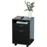 Homcom - caisson de bureau rangement bureau sur roulettes tiroir placard niche panneaux particules noir ...
