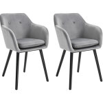 Homcom - chaises de visiteur design scandinave - lot de 2 chaises - pieds effils bois noir - assise ...