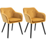 Homcom - chaises de visiteur design scandinave - lot de 2 chaises - pieds effil�s bois noir - assise ...