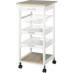 Chariot de service desserte de cuisine  roulettes panier + 2 plateaux amovibles, tiroir, tagre mdf ...