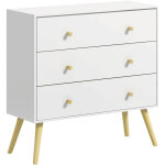 Homcom commode 3 tiroirs design scandinave pi�tement effil� inclin� bois pin panneaux blanc80 x 30 x ...