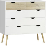 Homcom - commode 5 tiroirs design scandinave meuble de rangement chambre panneau de particules 99 x 39 ... Homcom - commode 5 tiroirs design scandinave meuble de rangement chambre panneau de particules 99 x 39 ...