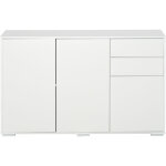 Homcom - commode buffet de rangement 2 tiroirs coulissants 3 portes tagre rglable panneaux de particules ...