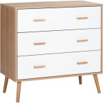 Homcom - commode design scandinave sur pieds 3 tiroirs coulissants pieds effil�s inclin�s panneaux particules ...