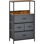 Homcom - commode meuble de rangement chiffonnier 4 tiroirs amovibles 1 étagère 58 x 29 x 103 cm gris ... Homcom - commode meuble de rangement chiffonnier 4 tiroirs amovibles 1 étagère 58 x 29 x 103 cm gris ...