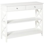 Console style table de drapier no - rtro 2 tiroirs 2 tagres dim. 100l x 30l x 80h cm mdf blanc