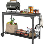 Homcom - desserte de jardin - desserte pour plancha - chariot de service � roulettes multi - rangements ...