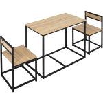 Homcom - ensemble table 2 chaises style industriel - set de 1 table + 2 chaises encastrables - mtal ...
