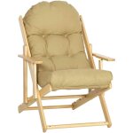 Fauteuil chaise pliable et inclinable en bois grand confort avec coussin capitonn� �pais - dim. 71i x ...