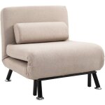 Homcom - fauteuil convertible 3 en 1 chauffeuse lit avec coussin beige