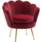 Homcom - fauteuil design coquillage pieds mtal dor velours bordeaux