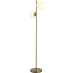 Homcom lampadaire design lampadaire sur pied salon no - rtro 2 ttes boules max. 40 w mtal dor