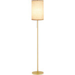 Homcom ? lampadaire n�o - r�tro 40w ? abat - jour lin cr�me ? pi�tement m�t acier dor� ? hauteur 157 ...