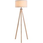 Homcom lampadaire tr�pied style scandinave 40 w max. dim. 45l x 45l x 152h cm bois de pin lin beige