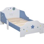 Homcom - lit enfant design toiles - 3 - 6 ans - dim. 143l x 74l cm - sommier  lattes inclus - bleu ...