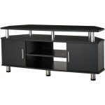 Homcom - meuble banc tv design contemporain 2 portes niche centrale tagre grand plateau chrom noir ...