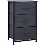 Meuble de rangement 3 tiroirs chiffonnier dim. 45l x 30l x 71h cm mtal mdf non tiss noir