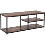 Homcom - meuble tv design industriel dim. 120l x 40l x 45h cm grand plateau 2 étagères panneaux particules ... Homcom - meuble tv design industriel dim. 120l x 40l x 45h cm grand plateau 2 étagères panneaux particules ...