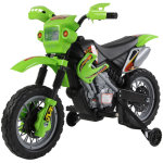 Homcom - moto cross lectrique enfant 3  6 ans 6 v phares klaxon musiques 102 x 53 x 66 cm vert et noir ...