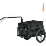 Homcom - remorque vlo cargo - coffre pliable amovible 65l - rflecteurs, drapeau - pneus 16'' acier ...
