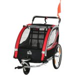 Remorque vlo jogger 2 en 1 pour enfant drapeau roue avant pivotante rflecteurs et barre d'attelage ...