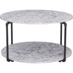 Homcom - table basse ronde avec étagère dim. ø 80 x 45h cm panneaux particules imitation marbre blanc ... Homcom - table basse ronde avec étagère dim. ø 80 x 45h cm panneaux particules imitation marbre blanc ...