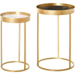 Homcom - tables gigognes lot de 2 tables basses rondes design style art dco  39 et  30 cm mtal dor ...