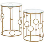 Homcom - tables gigognes lot de 2 tables basses rondes design style art déco ø 41 et ø 36 cm métal doré ... Homcom - tables gigognes lot de 2 tables basses rondes design style art déco ø 41 et ø 36 cm métal doré ...