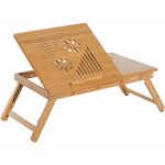 Table de lit pour ordinateur pliable r�glable tiroir �vents cale porte - gobelet bambou verni
