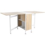 Table pliable de cuisine salle  manger 4 niches intgres dim. dplies 169l x 62l x 75h cm mdf chne ...