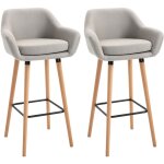 Homcom - tabourets de bar design scandinave - lot de 2 tabourets de bar grand confort avec repose - pieds ...