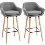 Homcom - tabourets de bar design scandinave - lot de 2 tabourets de bar grand confort avec repose - pieds ...