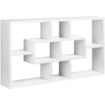 Homcom - tagre murale bibliothque avec 8 cubes 85 x 14, 5 x 47, 5 cm blanc