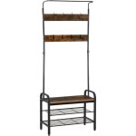 Homcom - vestiaire d'entre style industriel - 4 patres doubles + 4 simples - tringle, banc, 2 tagres ...