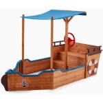 Home deluxe - bac  sable imitation bateau avec banc matschekiste - 160 x 78 cm