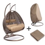 Home deluxe - fauteuil suspendu en poly rotin avec couverture de pluie twin couleur : brun, equipement ... Home deluxe - fauteuil suspendu en poly rotin avec couverture de pluie twin couleur : brun, equipement ...