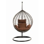 Home deluxe - fauteuil suspendu en poly rotin avec structure cielo couleur : marron Home deluxe - fauteuil suspendu en poly rotin avec structure cielo couleur : marron