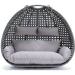 Home deluxe - fauteuil suspendu en poly rotin twin couleur : gris, équipement : panier et coussin Home deluxe - fauteuil suspendu en poly rotin twin couleur : gris, équipement : panier et coussin