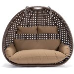 Home deluxe - fauteuil suspendu en poly rotin twin couleur : marron, quipement : panier et coussin