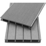 Home deluxe - kit complet de lames de terrasse wpc (y compris l'ossature) samana couleur : gris clair, ...