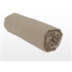 Home linge passion - drap housse uni coton 57 fils beige 180x200 cm bonnet 25cm