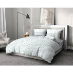 Home linge passion - parure de couette 3 pieces coton 57 fils bleu 240x260 cm - adonis