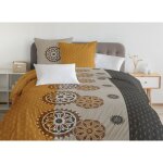 Home linge passion - parure de couette 3 pieces coton 57 fils orange 240x260 cm - yucatan