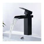 Homelody - robinet cascade noir mitigeur de lavabo monotrou robinetterie lave - mains avec levier unique ... Homelody - robinet cascade noir mitigeur de lavabo monotrou robinetterie lave - mains avec levier unique ...