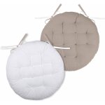 Ecru - lin - coussin de chaise rond rversible 38 cm