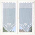Paire de petits voilages c?ur en pointe blanc 60x120 cm