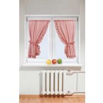Linder - paire de voilage bonne femme � petits carreaux rouge et � volant - 75x160cm - rouge