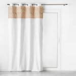 Homemaison - rideau bi - mati�re avec toile de jute imprim�e blanc 140x240 cm
