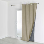 Homemaison - rideau isolant et occultant en velours doublé polaire beige 135x280 cm Homemaison - rideau isolant et occultant en velours doublé polaire beige 135x280 cm